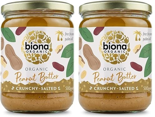 Biona Organic Crunchy Peanut Butter, 500g (Pack of 2)