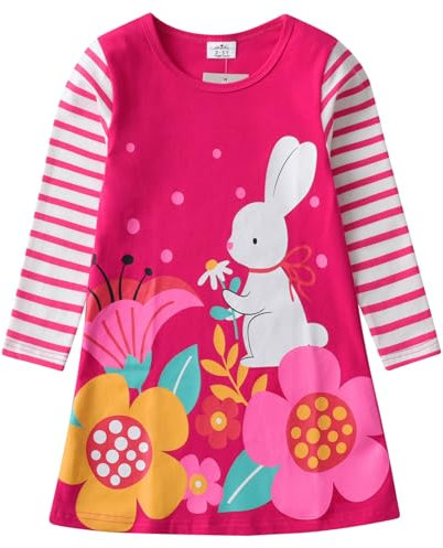 VIKITA Little Girls Cartoon Stripe Long Sleeve T-Shirt Dresses Lh7612 4-5Y