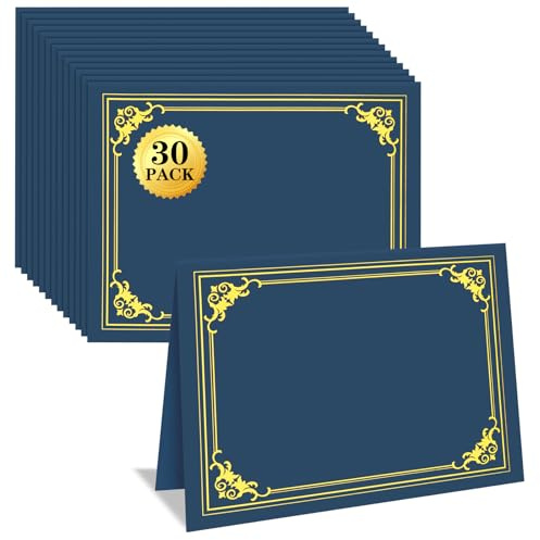 30 Packs Certificate Holders, Navy Blue Certificate Covers, Diploma Holders, Certificate Folders with Gold Foil Border for Letter Size 8.5 x 11 Certificates, Diploma, Documents, Award Cover