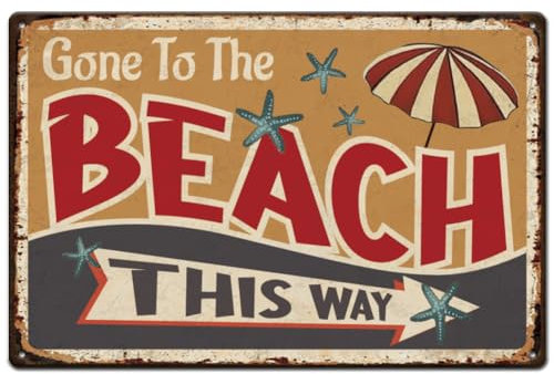 SUPERDANT The Beach Schild Blechschilder Metallposter Vintage Deko Metall Strand Poster Eisen Retro Deko Heimwanddekoration Für Bars Kneipen Schlafzimmer 20x30 cm