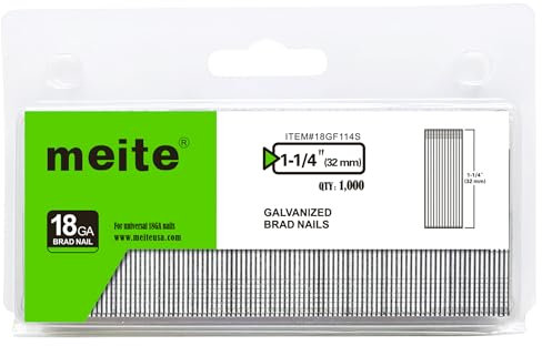 meite Chiodi senza testa calibro 18, 3,2 cm, 18 GA, zincati, piccoli chiodi per pistole pneumatiche e elettriche (1.000 pezzi)