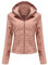 Veste en cuir à capuche pour femme avec capuche amovible et fermeture éclair à manches longues en polaire, rose, L