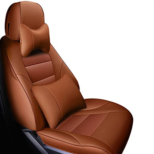 WINVOX Für Skoda Für Octavia 2 Für Fabia Echtleder-Autositzbezüge Für Superb 3 Für Karoq Für Kodiaq Für Rapid 2017 Für Spaceback Für Yeti Sitzbezüge Sitzbezug(Color:Braun,Größe:Deluxe)