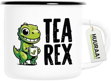 Huuraa Tazza Smaltata Tea Rex Tazza da caffè Regalo Vintage 300ml Tea Rex Presente