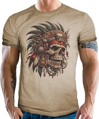 T-Shirt im Used Vintage Retro Look für Western und Indianer Fans - Indian Chief