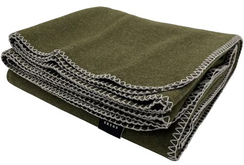 EKTOS Decke aus 100% Schurwolle, 228,6 x 274,3 cm, Beste Camping-Bettwäsche, Größe XL, waschbar (Olivgrün, King-Size)