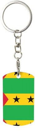 MYGANN Schlüsselanhänger mit Flagge von Sao Tome und Principe, Unisex, rechteckig, Metall, für Zuhause, Büro, Auto, kreatives Geschenk, weiß, One size
