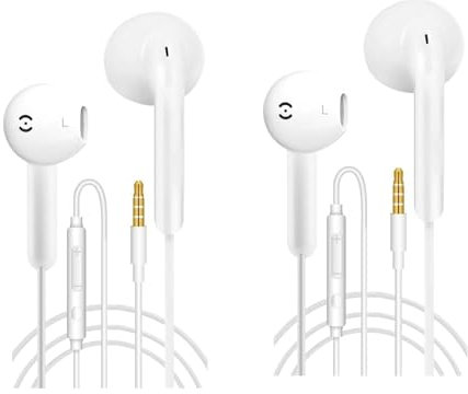 2 Pack Earphones Wired Headphones In Ear Wired Earbuds with Microphone Noise Isolating Headset remote sound control Compatible With Phone Samsung Huawei Android Smartphones Tablets Laptops