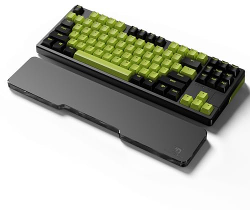 MAMBASNAKE CNC Acrylic Wrist Rest for Tenkeyless 87 Keys Keyboard - Black Acrylic Keyboard Hand Support - Anti-Slip Rubber Feet - Ergonomic Cushion Palm Rest for Office/Gaming/Typing/Laptop