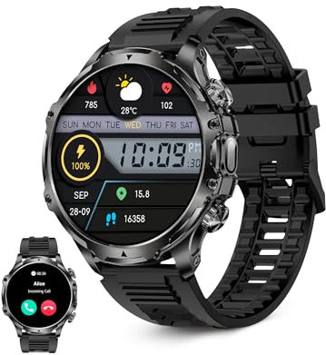 KSIX Venture Reloj Inteligente Hombre con Llamadas y Notificaciones de App Pantalla 1.85'' – Smartwatch Deportivo con Monitor de Salud, Modos Deporte, Linterna, Impermeable– Compatible iOS y Android