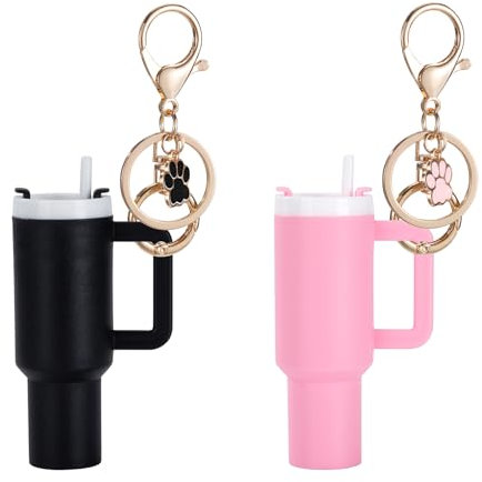 ZLLkeji Cup Handtaschen-Anhänger Beste Freundin Schlüsselanhänger Auto-Schlüsselanhänger Geschenke Für Geburtstag Weihnachten Frauen Freundin Tochter Damen Schwarz Rosa
