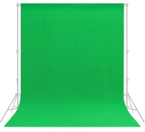 Kavier Green Screen Backdrop, 2.4M x 3M(8ft x 10ft) Portable Background, Large Pure Green Chromakey Muslin Collapsible Photography Backdrop for Photo Studio, Live Streaming, Zoom Meeting, Gaming