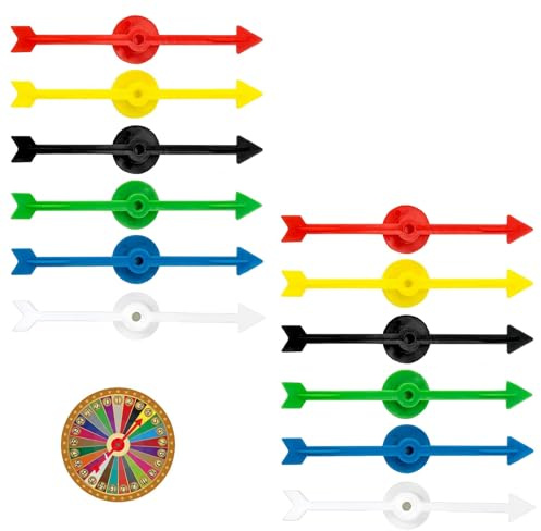 EUYKQNOI 12 Stück Pfeil Spiel Zeiger Spinner,10cm Kunststoff Pfeil Spinner, Brettspiel Spinner,Pfeil Spinner Set aus Kunststoff, Für Spiele und Unterricht,rainbow spinner,glücksrad zum drehen,6 Farben