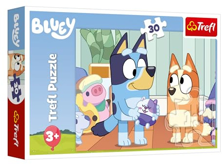 Trefl - Puzzle 30 Teile, Mit Bluey ist es Immer lustig, Bluey, 3+ | Fördert Konzentration und Wahrnehmlichkeit, Hohe Qualität, Puzzle mit Märchenhelden, Perfektes Geschenk, Langlebige Elemente