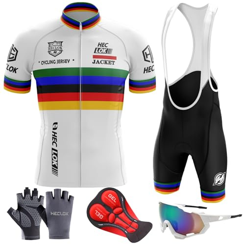 Herren Radtrikot Set Kurzarm - Atmungsaktives Jersey & Bibshorts mit 9D Gel-Polster | Für Rennrad & Mountainbike | Schnelltrocknende Fahrradkleidung | Individuell bedruckbar