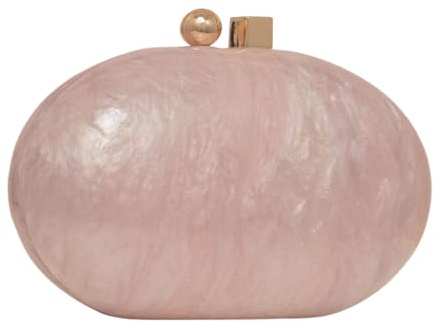 GSYPS Pochette de soirée en acrylique pour femme, forme de coquillage, sac à bandoulière à paillettes, motif marbre, Rose 1
