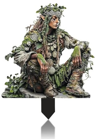 LUMOOM Gartendeko Troll Figur, Garten-Dekostecker Waldgeist, dekorative Skulpturen für Garten und Terrasse, Lustige Gartenfigure Baumstecker, wetterfeste Gartenornamente (D)