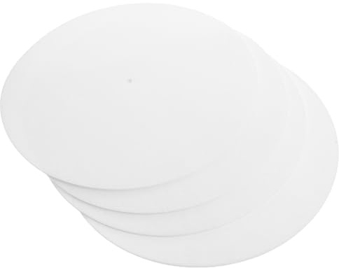 4 Stück Plattenspieler Slipmat aus Wolle Weiße Antivibrationsmatte | 12 Zoll Format, Einfache Montage, Reibung, Antistatisch, für Vinyl und Drehplattenspieler
