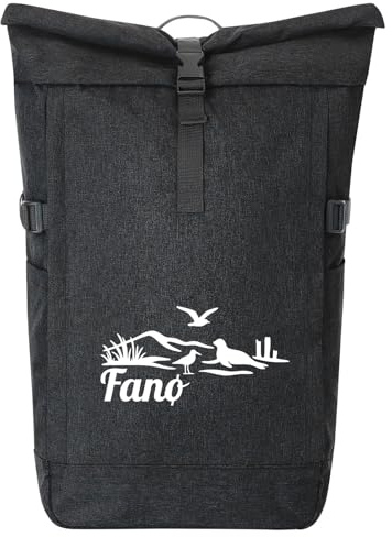 Huuraa Kurierrucksack Fanø Dänemark 30-44 Liter Black Melange Fairtrade Rolltop Rucksack Geschenkidee