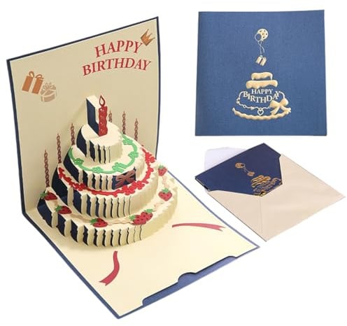 GXGM Geburtstagskarte mit Umschlägen, 3D Pop Up Karte Geburtstag, Personalisierte Geschenke, Happy Birthday Geschenke für Frau, Beste Freundin, Kinder, Schwestern, Familie(Blau)