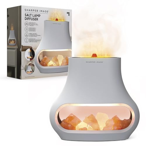 Sharper Image - Salt Range Pakistan & Diffuseur 2 en 1 - Humidificateur - Diffuseur d'huiles essentielles - Purification de l'air - Relaxation - Aromathérapie - Compact - Bien-être