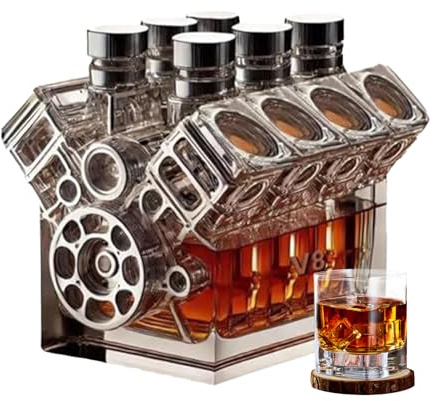 Decanter Bottle – Bottiglia decanter a forma di motore V8 | Decorazione per la casa e bar per San Valentino, tequila, bourbon, brandy, matrimonio, regalo per gli amanti del whisky