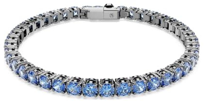 Swarovski Tennisarmband Matrix, rund, blau, Ruthenium-Plattierung