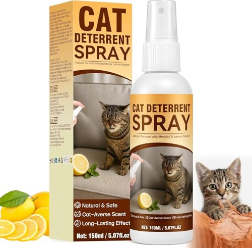 Damaile EU Cat Repellent Spray, Cat Deterrent Spray Indoor, 150ml Natural and Effective Anti Scratch Cats Sprays for Outdoor, Protect Sofas Rugs Furniture from Scratching, Chewing or Marking