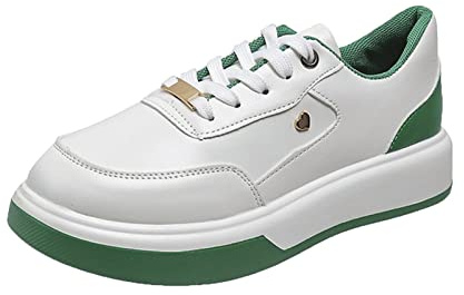 Cocila Womens Orthopedic Trainers Running Shoes Fashion Color Blocking Leather Comfortable Thick Casual Sports (Green, 4.5) Brown Women Summer Wedges for High Top Blue Ladies Work Bowls Black