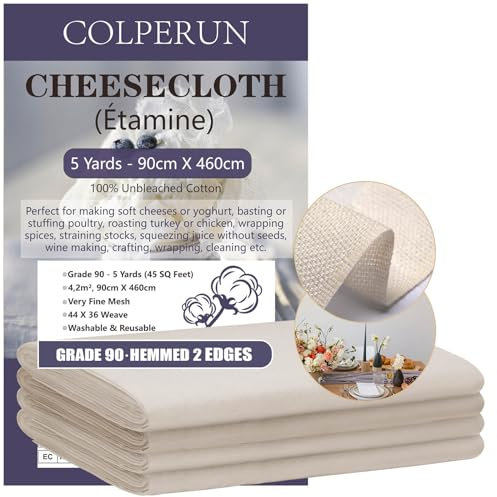 Colperun Passiertuch (90x460cm) – Extra langes Käsetuch | Wiederverwendbar für Backen, Butter & Handarbeiten