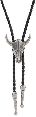 COOLLA Bolo-Krawatte, handgefertigter Bullen-Western-Cowboy-Anhänger, Vintage-Stil, Türkis, für Damen und Herren, silber, 70 cm
