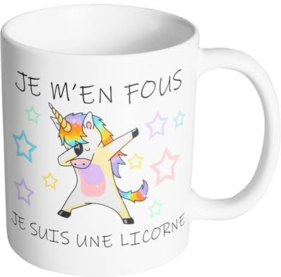 Tasse Mug Polymere Incassable 340ML Licorne Unicorn - Je m'en fous je suis une licorne