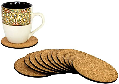 KLEO - Set di 12 sottobicchieri in sughero per birra e caffè, lunga durata, resistente al calore, assorbe liquidi versati, non scivolano e non graffiano