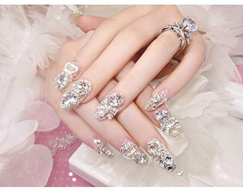 BXGZXYQ Finis faux ongles 24 morceaux déballés Faux Ongles Éclat Bijoux Nail Stickers mariée (Couleur : 24 pieces)