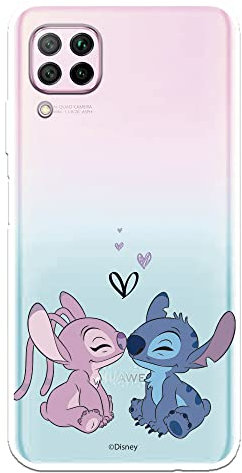 Schutzhülle für Huawei P40 Lite, offizielles Lizenzprodukt von Lilo & Stitch, Angel & Stitch Kuss zum Schutz Ihres Handys, flexible Silikonhülle, offizielles Disney-Lizenzprodukt
