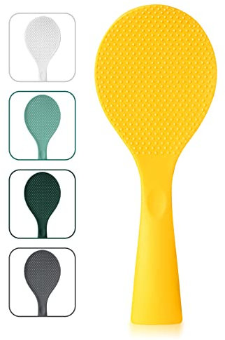 FireKylin Rice Paddle, Silicone Standing Rice Spatula with Non Stick Rice Spoon Paddle Heat Resistant Rice Cooker Spoon, Serving Spoon for Rice(Orange)