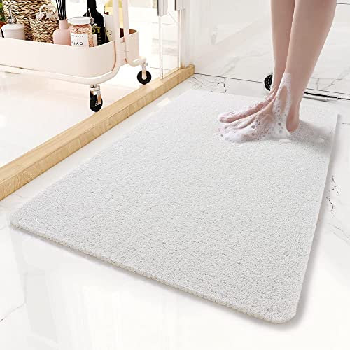 Badematte für Innendusche, 60 x 90 cm, Luffa-Duschmatte, rutschfest, Anti-Schimmel, antibakteriell, weiche PVC-Badematte für Badezimmer, nasse Duschbereiche