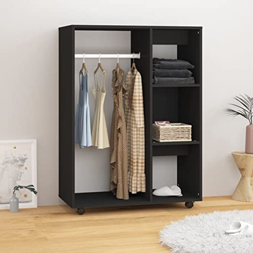 Norheim Garde-Robe à Vêtements, Armoire Penderie Portable pour Chambre d'Adulte avec Roues - Noir 80x40x110 cm