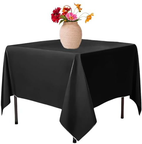 Elegant Event Essentials-Polyester Square Table Plain Cloth/Cover – For Home Décor Wedding Parties Dining Table Cafe Restaurant & Banquet- Stain & Wrinkle-Free-Washable 45 x 45 Inch Black