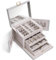 Vlando Schmuckkasten Jewelry Box mit 4 Ebenen, Schmuckschatulle Groß PU Leder, Schmuckkästchen mit Spiegel und Schubladen, Schmuck Organizers, Innenfutter aus Samt, Grau