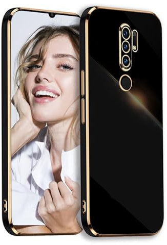 POUHYE Funda para OPPO A9 2020 / OPPO A5 2020 Carcasa Silicona, Protección Cámara Ultra Fina Galvanizado Suave TPU Bumper Resistente Antigolpes Móvil Case para OPPO A9 2020 / OPPO A5 2020 Negro