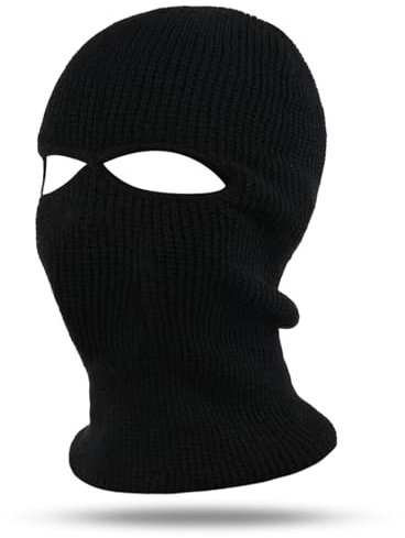 SKHAOVS Sturmhaube mit 2 Löchern,Gestrickte Sturmhaube für Damen und Herren, Winter Skimaske, Balaclava, Warm Gesichtshaube Schwarz Vollgesichtsmaske, Einheitsgröße, für Outdoorsports (Schwarz)