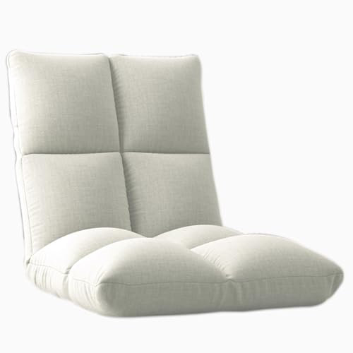 XLIHAWY Bodenstuhl, 6 Winkeleinstellung Liegesessel, Bequeme Rückenstütze Faules Sofa Für Videospiele Lesen, Zuschauen (Farbe : Weiß, Größe : 20.5x21.65x21.65in)