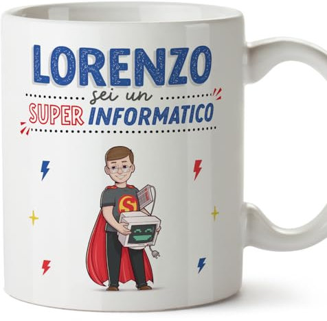 Mugffins Tazza Personalizzata in ceramica per INFORMATICO uomo 11 oz / 350 ml - In italiano - Sei Super! - Idea regalo per compleanno, anniversario, natale, laurea