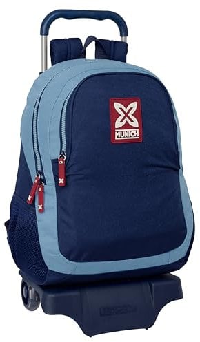 safta München Royal Schulrucksack mit Trolley, ideal für Kinder verschiedener Altersgruppen, bequem und vielseitig, Qualität und Widerstandsfähigkeit, 33 x 15 x 43 cm, Blau, blau, Estándar, Casual