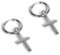 Kreuz Creolen Ohrringe für Herren und Damen - Ohrringe mit Cross Anhänger aus Edelstahl und 18K Gold - Wasserfeste Ohrringe - 2er Set (Silber)