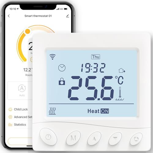 MOES Smart WiFi Thermostat Water/Gas Boilers Heating, Schedule and Remote Control, Hub-Free, Compatible with Amazon Alexa, Neutral Line Required, Mechanical Button