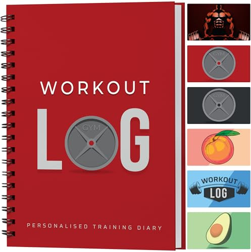 Workout Planner for Daily Fitness Tracking & Goals Setting - A5 Size, 6 x 8, Energy Red - Improved Thicker Cover - Men & Women Personal Home & Gym Training Diary - Log Book - by Workout Log Gym