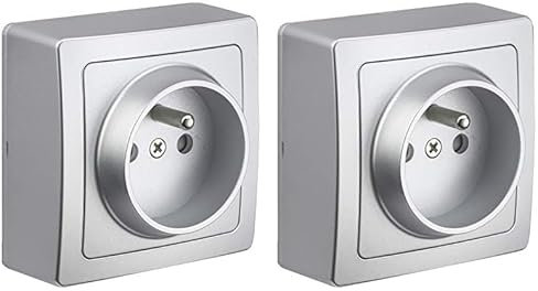 Interrupteur va et vient - Prises electriques Standard - Prise extra plate - Prise murale - Interrupteur va et vient sans Fil - Prise murale - Gamme Blok - Prise 2P+T Alu (Lot de 2)