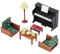 KARLOR Puppenhaus Möbel Set Wohnzimmer, 17 Stück Miniatur Möbel Set Sofa Tisch Klavier Stehlampe Kaffee Tasse Desserts, Puppenhaus Zubehör Deko 1:12 Puppenhaus Dollhouse Deko Puppenmöbel（17 pcs）